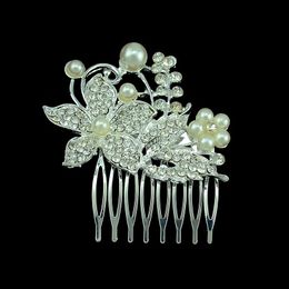 bride bridesmaid jewelry 2 style Fashion Korean Style Silver Plated Alloy Rhinestone Pearl Flower Leaf Bowknot Hair Comb Hair Jewelry