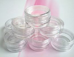 200pcs 5g/ml transparent small round bottle with lid jars pot container clear plastic sample container for nail art storage