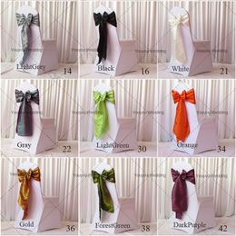 20*275cm Gold Taffeta Chair Sash Chair Bow 100PCS For Wedding Party Hotel Decor