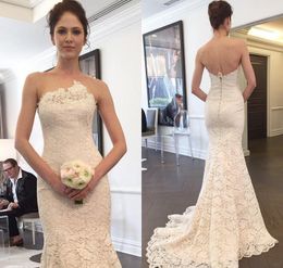 2019 Romantic Full Lace Mermaid Wedding Dress New Arrival Backless Sweep Train Garden Bridal Gown Custom Made Plus Size