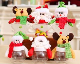 -Pouco de Plástico Natal doces doces caixa jarra roung forma de estrela com boneco de neve de papai noel boneco de neve cervos decoração de natal