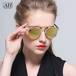 Wholesale-2018 Vintage Oversized Sunglasses Women Cateye Sun Glasses Metal Mirror Gafas Oculos Feminino De Sol lunette 6121