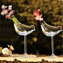 Standing Happy birds glass vases wedding decoration home decor stylish design flower pots planters