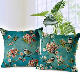 fresh cherry flower cushion cover decorative birds cojines car sofa almofada modern home decor country funda cojin