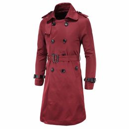 Wholesale- Men X-Long Trench Coat Fashion British Slim Pea Coats Double Breasted Mens Overcoat Trenchs Jackets Brand Clothing Jacket Coats