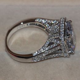 Boyut 5-11 mücevher 8ct Büyük Taş Beyaz Safir 14kt Beyaz Altın Dolgulu GF Simüle Elmas Düğün Nişan Band Ring Lovers Hediye