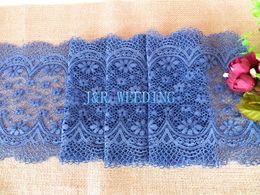 50 pcs Navy Blue Spandex Lycra Lace Chair Band With Buckle For Birthday Use Wedding Decoration Fashion Lace Chair Sashes