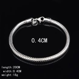 Free Shipping with tracking number Top Sale 925 Silver Bracelet 4M Snake bone chains Bracelet Silver Jewellery 20Pcs/lot cheap 1604