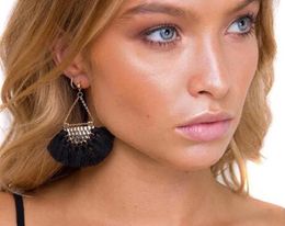 Fashion popular jewelry Bohemian style fan shape tassel earrings temperament retro style fine earrings