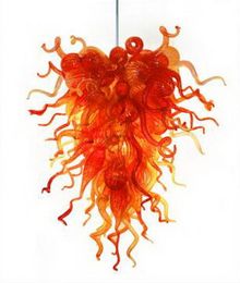 Lamps LED Pendant Lights Red Colour 48 Inches High Style Hand Blown Murano Glass Chandelier for Home Hotel Decoration