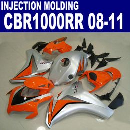 Injection molding ABS plastic fairing kit for HONDA CBR1000RR 2008-2011 CBR 1000 RR black silver red fairings set 08 09 10 11 #U47