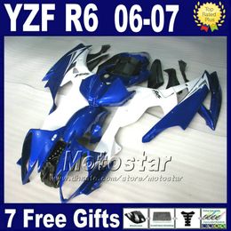 7gifts 100 injection Moulding fairing kits for yamaha r6 2006 2007 blue yzf r6 fairings parts 06 07 oem factory fgrg