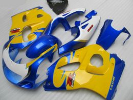 ABS full fairing kit for SUZUKI GSXR600 GSXR750 1996 1997 1998 1999 2000 GSXR 600 750 96-00 yellow white blue fairings set GB1