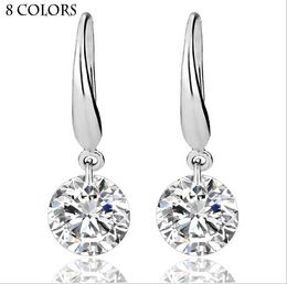 Real Solid 925 Sterling Silver Wedding Engagement Earring 2Ct Princess Cut Created Diamond Jewellery Wholesale Free Shipping