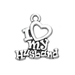 Free shipping New Fashion Easy to diy 20Pcs Romantic Message I Love My Husband Charms For Couple jewelry making fit for necklace or bracelet