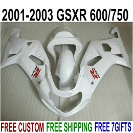 abs plastic fairing kit for suzuki gsxr600 gsxr750 20012003 k1 gsxr 600 750 all white new fairings set 0103 ef8