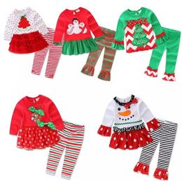 Neue Marke 2PCS Kleinkind Kind Neugeborene Weihnachten Baby Girls Kleidung Bodysuit Körperwärmer Outfits Santa Set