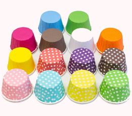 100pcs/lot Colorful Dots Pure Color Mini Paper Cake Liners Muffin Cupcake Cases Cups Dessert Decorating Baking Cups