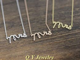 mrs jewelry Canada - Wholesale-Fine Jewelry Hippie Chic Letters Mrs Necklace Boho Long Thin Chain Neclace Wedding Gift Necklaces For Women 2015 Collares