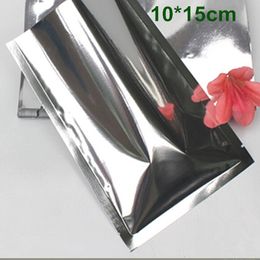 DHL 10*15cm (3.9*5.9") 1000Pcs/Lot Open Top Silver Aluminium Foil Plastic Pack Bag Vacuum Pouches Heat Seal Bag Food Storage Package Bags