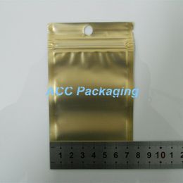 DHL 7.5cm*12cm (3.0"*4.7") Golden / Clear Self Seal Zipper Plastic Retail Packing Pack Bag Zipper Lock Bag Retail Package With Hang Hole