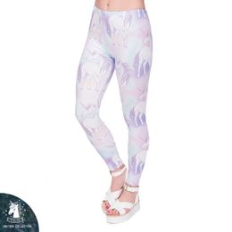 DHL FREE ! 10pcs/lot Leggings Women Unicorn Wings 3D Printing Blue Fading Color Leggings Woman High Waist Casual Leggings