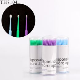 100pcs barrel Cotton Swab Cleaning Disposable Eyelash Brush Swab Micro Brushes Individual Eyelash Extension Tool Lash Glue Remove Tools