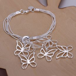 hook indian UK - Hot sale best gift 925 silverTai Chi hanging five butterfly Bracelet DFMCH027 sterling silver plated Chain link bracelets high grade