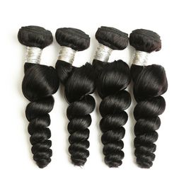 ELIBESS HAIR- Brazilian Loose Wave bundles 50g/pcs 4pcs remy Hair Double weft Natural Black Colour Can be Dye