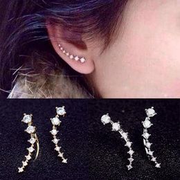Clip On Earrings Fashion 1 Pair Chic Lady 18K GP Silver & Gold Plated Crystal Earrings Ear Hook Gif Pierced Ear Cuffing Clip On Earrings