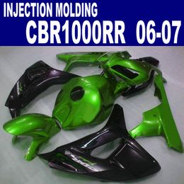 Injection molding ABS full fairing kit for HONDA 2006 2007 CBR1000RR 06 07 bodywork CBR 1000 RR black green fairings set AQ71