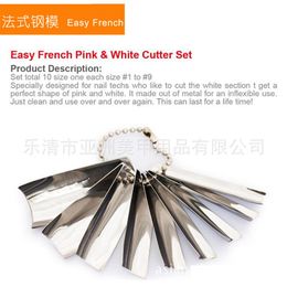 Wholesale-1-9 size Easy French Pink& White Cutter set specially designed for nail techs steel models stamping nail stamping plates