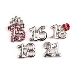 100PCS/lot Mix Silver Celebrate Birthday Number 15 16 18 21 Floating Locket Charms Fit For Glass Living Magnetic Memory Lockets