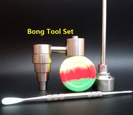 -Bong Tool Set 10mm 14mm 18mm réglable GR2 Titanium Nail avec bras latéral Carb Cap Dabber Slicone Jar pour verre Bong Smoking Pipes à eau