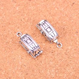 32pcs Antique Silver Plated bus Charms Pendants for European Bracelet Jewelry Making DIY Handmade 26*7*6mm