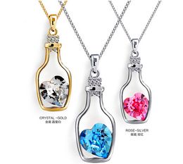 Womens Love wishing bottles Pendant Necklaces Alloy Crystal Fashion Austria Drill Popular Jewelry Necklace Angel Tears Jewelry Free Shipping