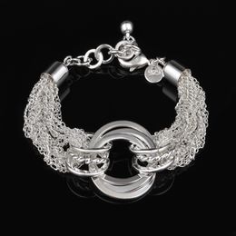 Free Shipping with tracking number Top Sale 925 Silver Bracelet Multi-chain circle Bracelet Silver Jewellery 10Pcs/lot cheap 1587