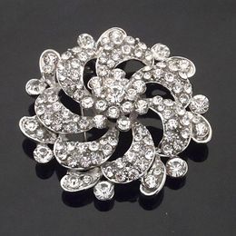 Vintage Stylish Bling Bling Clear Crystal Flower Wedding Bridal Bouquet Brooch Hoot Selling Women Party Gift Pins Brooch Hijab pins