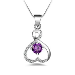 Free shipping fashion high quality 925 silver Soulmate Purple diamond jewelry 925 silver necklace Valentine's Day holiday gifts hot 1670