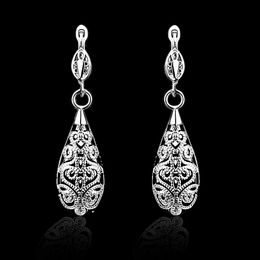Fashion Pretty Explosion models in Europe and America Fashion Shine Platinum Hollow 925 Silver Earrings silver earrings 1186