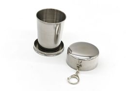 140ML Stainless Steel Portable Folding Telescopic Collapsible Cup Outdoor Travel Cup Mug Keychain Hiking Folded Cups