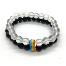 SN1209 Fashion 2018 Rainbow Chakra Beaded Bracelet Energy Matte Crystal Healing Yoga Bracelet Free Shipping