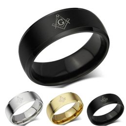 Free Laser Engraving 8mm Fashion Simple Masonic Wedding Rings in Stainless Steel