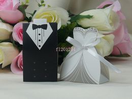 Fedex DHL Free Shipping Newest Fashion Bride and Groom box Wedding Favour Boxes Gift box Candy box ,1000pcs/lot(=500pairs)