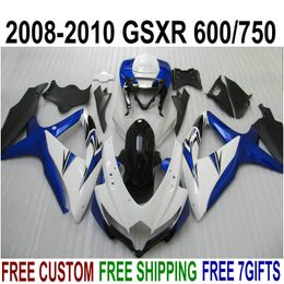 Fairing kit for SUZUKI GSX-R750 GSX-R600 2008 2009 2010 K8 K9 fairings GSXR 600 750 08-10 blue white black bodykits TA86