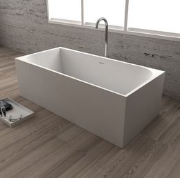 1700x750x580mm Cube Design Solid Surface Stone Bathtub Seamless Structure Freestanding Pure Acrylic TUB 65110