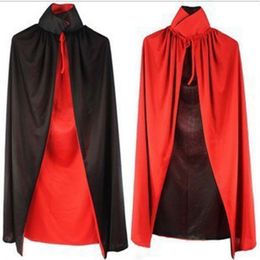 New Hooded Cloak Halloween Black Long Cape Death Vampire Unisex Adult Party Club Costume