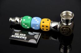 Wholesale free shipping ---- 2015 new metal dice colored skull shape pipe, sending filter, easy to carry, color random delivery