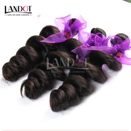 Peruvian Loose Wave Virgin Hair Weaves 3Pcs Lot Unprocessed Peruvian Loose Wavy Curly Remy Human Hair Weave Bundles Natural Black Extensions