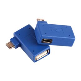 90 Degree Left Right Angle Micro USB 2.0 OTG Converter Host Adapter USB Power Connector for Android Smartphone